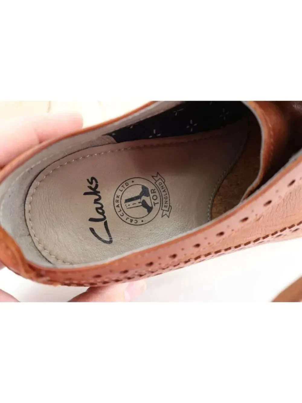Clarks Mens Pitney Limit Loafer Size 7.5 Brown Wingtip Lace Up Leather Shoe